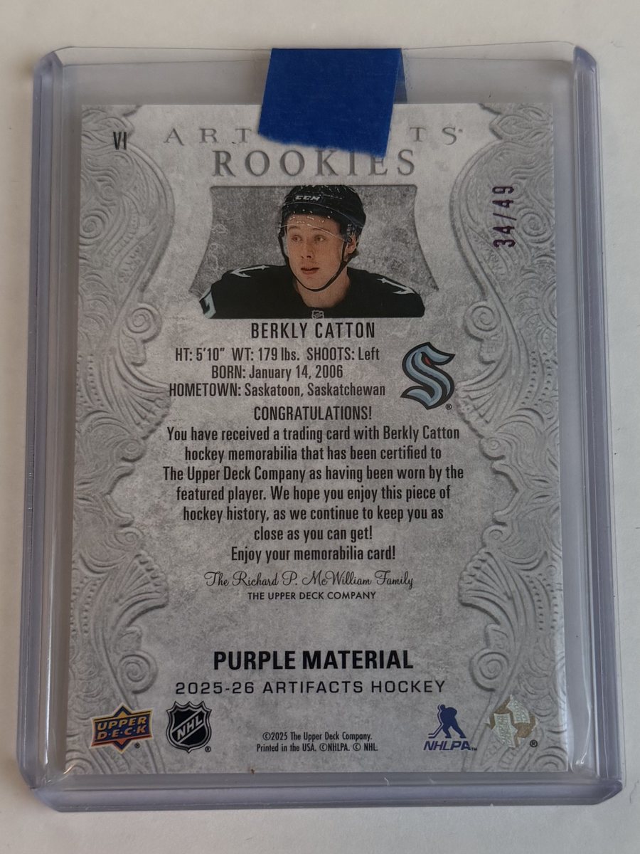 Berkly Catton Artifacts Rookies — back