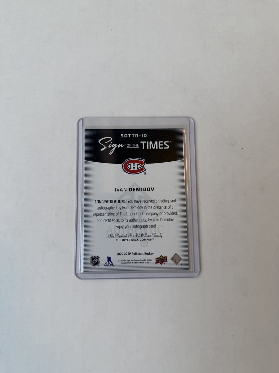 Ivan Demidov Sign of the Times Rookies Auto — back