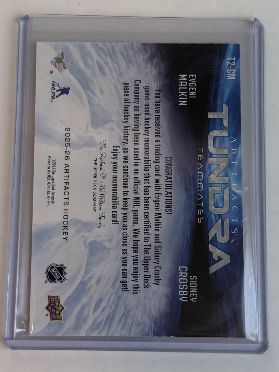 Malkin / Crosby Artifacts Tundra Teammates — back
