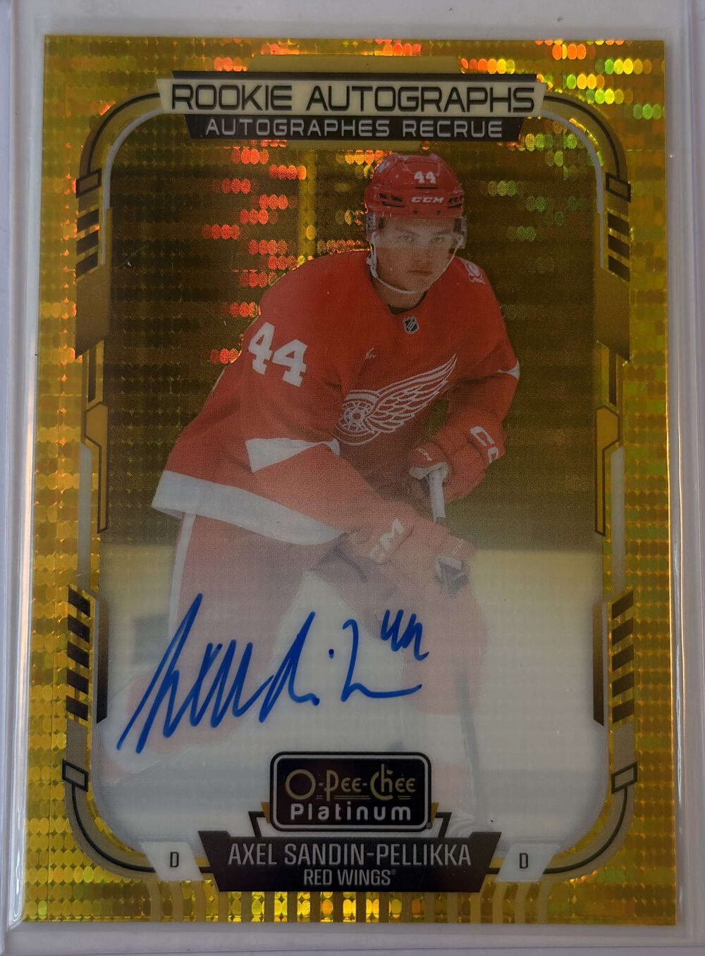 Axel Sandin-Pellikka Rookie Autographs Seismic Gold — front