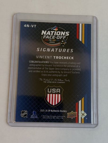 Vincent Trocheck Nations Face-Off Signatures — back